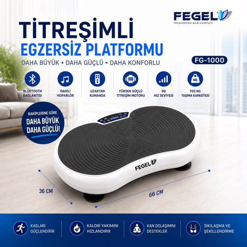 FG-1000 Bluetooth Hoparlörlü Uzaktan Kumandalı Direnç Bantlı Titreşimli Egzersiz Aleti