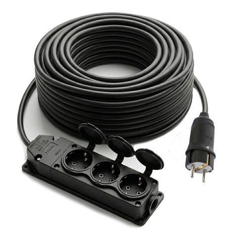 3x1.5mm 30Metre Topraklı Kauçuk Üçlü Grup Priz