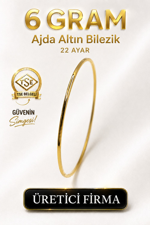 22 Ayar Tse Belgeli (6 Gram) Ajda Altın Bilezik İşçiliksiz Yatırımlık