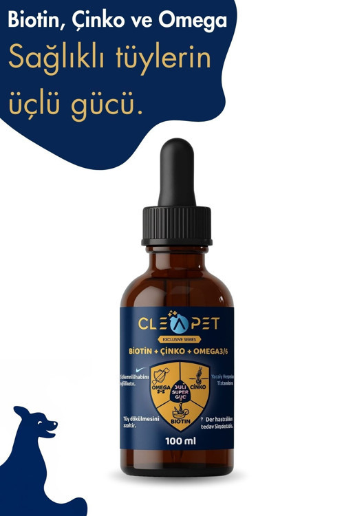 Köpek Biotin Damlası Tüy Dökülmesini Azaltmaya Yardımcı, Tüy, Cilt Ve Tırnak Bakımı – 100 ml