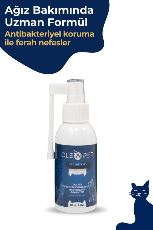 Kedi Ağız ve Diş Bakım Spreyi - Tartar Önleyici, Ferah Nefes Etkili, Doğal Formül- 100 ml.