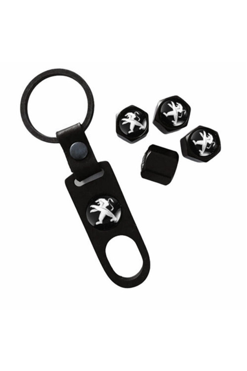 Peugeot 5008 2017-2020 Paslanmaz Çelik Sibop Kapağı Ve Anahtarlık Seti