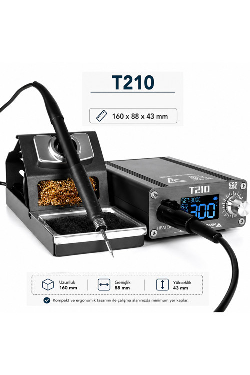 T210 Ayarlanabilir Sabit Sıcaklık Dijital Ekranlı Profesyonel Havya Lehim İstasyonu 85W