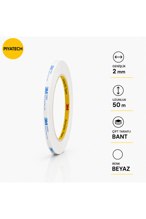 Scotch Çift Taraflı Köpük Bant 2 mm x 50 Metre Güçlü Yapıştırıcı Beyaz Montaj Bandı
