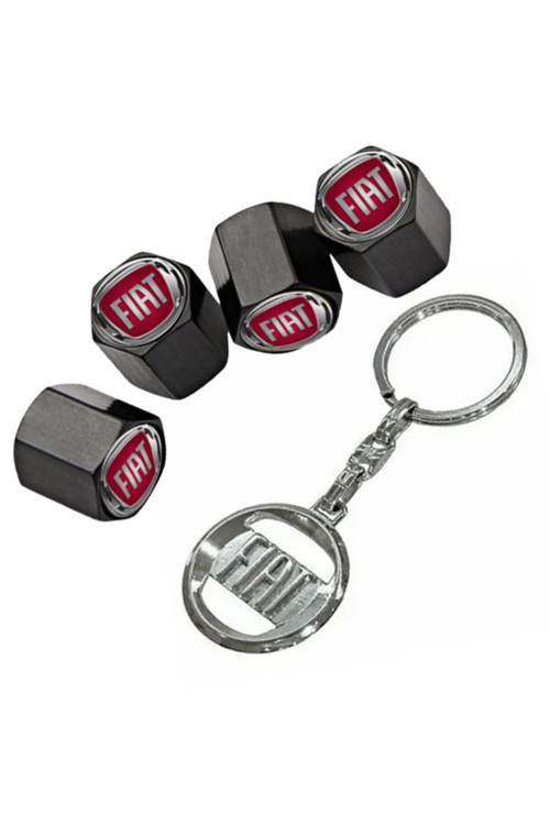 Fiat Grande Punto Uyumlu Sibop Kapağı 4 Adet + Krom Anahtarlık