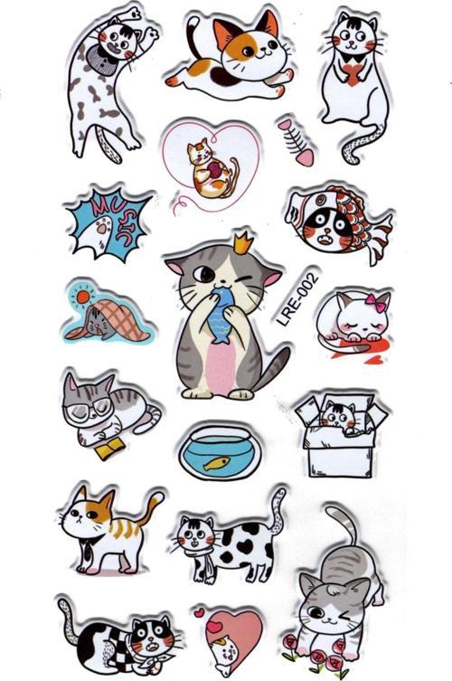 Sticker Kabartmalı Stiker Defter, Planlayıcı Etiket (lre-002) - 17X9 cm - Balık Seven Kedi