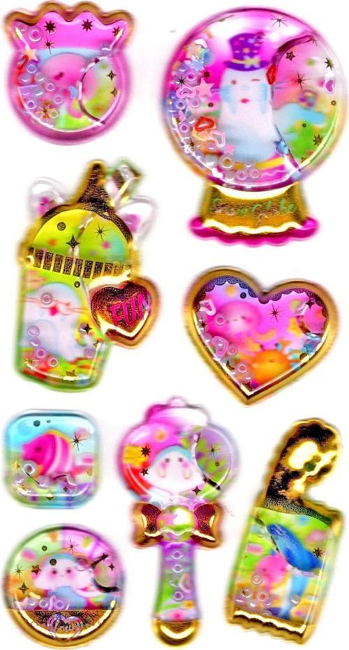 Sticker Kabartmalı Stiker Defter, Planlayıcı Etiket (sulu-904)-14x8cm- Şirin Balıklı Fanus