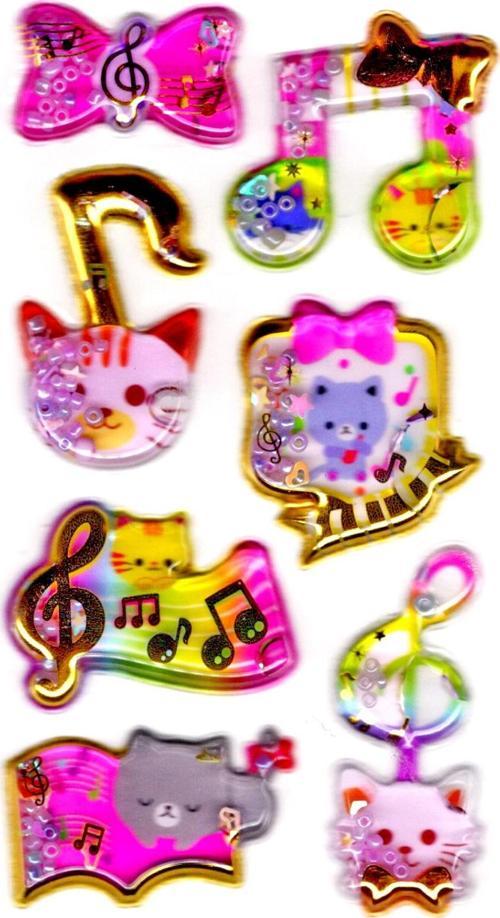 Sticker Kabartmalı Stiker Defter, Planlayıcı Etiket (sulu-907)-14x8 cm - Sulu Nota Kedi