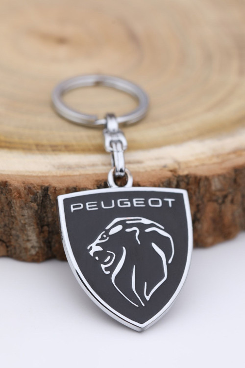 Yeni Peugeot Anahtarlık Mineli Metal Otomobil Anahtarlığı - 2 Taraf Baskılı Krom Kaplamalı