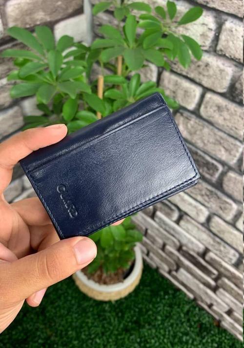 Lacivert Nappa Hakiki Deri Mini Kredi Kartlık