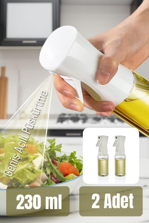 2li Airfryer Sprey Yağdanlık Cam Şişe - Izgara Fritöz Salata Yağ Püskürtücü Beyaz