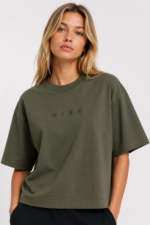 Sportswear Luxe SS Oversized Womens Tee Boxy Bol Kesim Kadın Tişört Haki