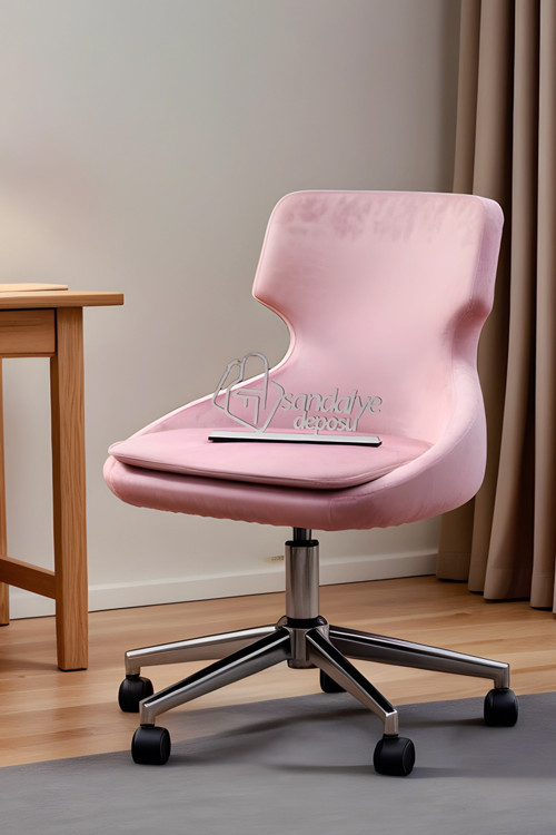 Simge Ofis Ve Çalışma Koltuğu (PEMBE KUMAŞ)
