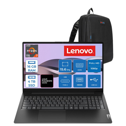 V15 G6 Arp Amd Ryzen™ 7 170 16GB Ddr5 4tb SSD Amd Radeon™ 680M Graphics 15.6" Fhd (1920X1080) IPS 300NITS Freedos Taşınabilir Bilgisayar 83V40026TXF05+ZETTAÇANTA