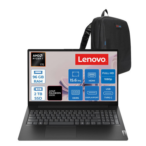 V15 G6 Arp Amd Ryzen™ 7 170 96GB Ddr5 2tb SSD Amd Radeon™ 680M Graphics 15.6" Fhd (1920X1080) IPS 300NITS Freedos Taşınabilir Bilgisayar 83V40026TXF34+ZETTAÇANTA