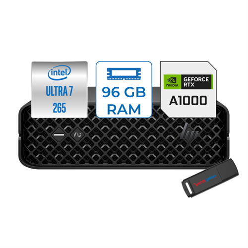 Hp Ws A2KH2ES Z2M G1I Mını Intel Ultra 7 265 96GB Ddr5 2tb SSD 8GB/RTXA1000 Windows 11 Pro Yapay Zeka Destekli Mini Iş Istasyonu A2KH2ESP17 + Zettausbbellek