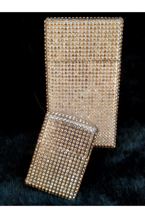 Parlak Gold Taş Tasarımlı Kısa Slim Sigara Kutusu Ve Zippo Çakmak