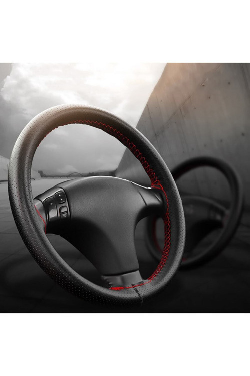 Mazda 323 1997-2003 Deri Direksiyon Kılıfı Noktalı Kırmızı Dikişli