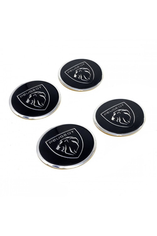 Peugeot Jant Göbeği Alüminyum Sticker Yapıştırma 60mm 4'lü Set Yeni Nesil Logo