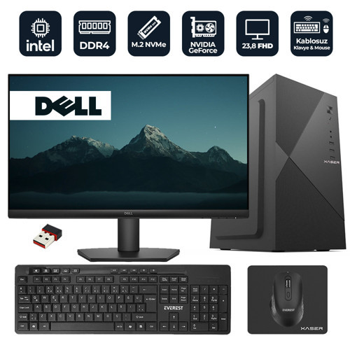 OfficePro D25 Intel Core i5-14400F 16GB RAM 256GB M.2 NVMe SSD 2GB GT610 23.8" Dell Monitörlü Masaüstü Ofis Bilgis
