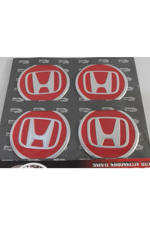 Honda Kırmızı Alüminyum Yapıştırma Jant Göbeği 4 Lü 60mm