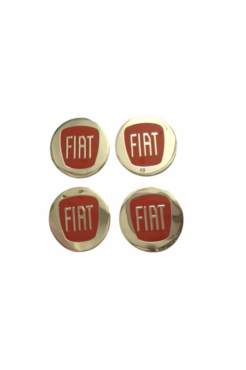 Fiat Kırmızı Logolu Alüminyum Jant Göbeği Logo 4'lü Yapıştırma 5,5 Cm