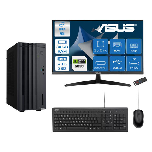 Expertcenter P500MV Intel® Core™ Ultra 5 210H 4.8ghz Aı 80GB Ddr5 4tb SSD 23.8" 120Hz 8GB/RTX5050 Freedos Mini Tower Masaüstü Bilgisayar D52108512B0D27F30+ZETTAUSBBELLEK