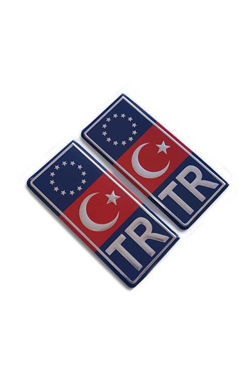 Plaka Tr Yazısı Mavi Kırmızı - Plaka Tr Yazı - Kırmızı Mavi Yazılı Plaka Tr - Plaka Alüminyum Tr