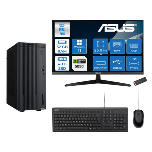 Expertcenter P500MV Intel® Core™ Ultra 7 240H 5.2ghz Aı 32GB Ddr5 4tb SSD 23.8"120Hz 8GB/RTX5050 WIN11HOME Mini Tower Masaüstü Bilgisayar D724016512B0D27H15+ZETTAUSBBELLEK