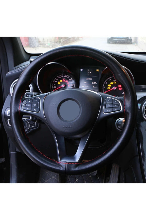 Honda Cr-v 2013-2017 Deri Direksiyon Kılıfı Kokusuz Düz Model Kırmızı Dikişli