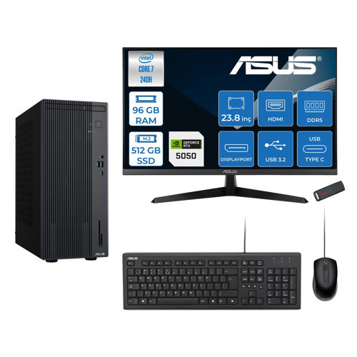 Expertcenter P500MV Intel® Core™ Ultra 7 240H 5.2ghz Aı 96GB Ddr5 512GB SSD 23.8"120Hz 8GB/RTX5050 Freedos Mini Tower Masaüstü Bilgisayar D724016512B0D27F32+ZETTAUSBBELLEK