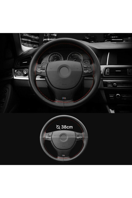Jeep Renegade Siyah Kırmızı Deri Direksiyon Kılıfı