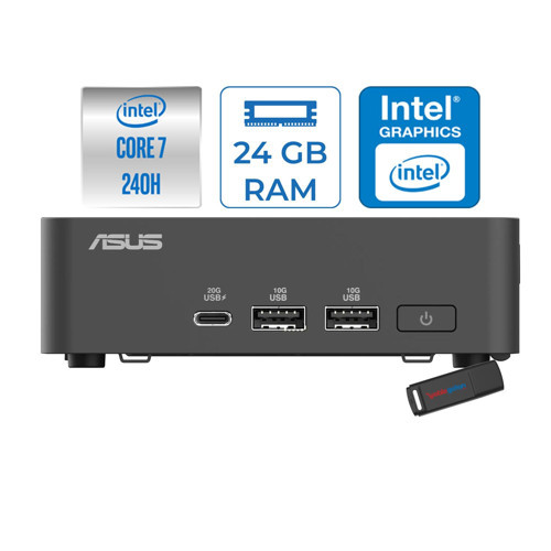 Nuc 15 Pro Slim Kit Intel Core 7-240H 5.2ghz Up 24GB Ddr5 256GB SSD Intel® Graphics WIN11PRO Mini Masaüstü Bilgisayar RNUC15CRKC700002P06+ZETTAUSBBELLEK