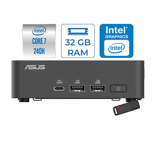 Nuc 15 Pro Slim Kit Intel Core 7-240H 5.2ghz Up 32GB Ddr5 512GB SSD Intel® Graphics WIN11HOME Mini Masaüstü Bilgisayar RNUC15CRKC700002H12+ZETTAUSBBELLEK