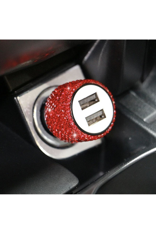Kırmızı taşlı araba çakmaklık usb şarj