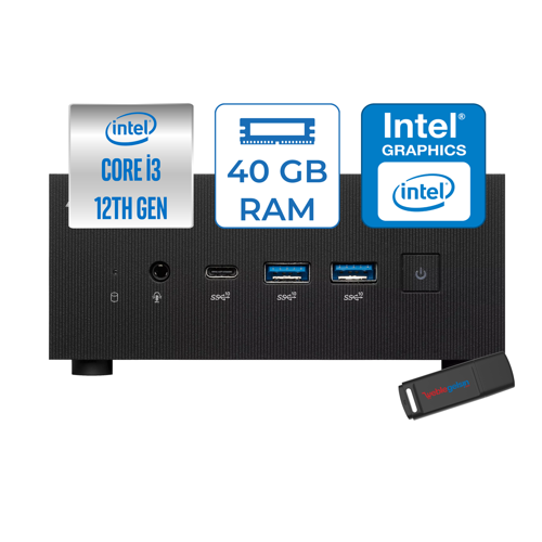 PN64 Intel Core I3 1220P 4.4ghz 40GB Ddr5 1tb SSD Intel UHD Graphics Windows 11 Pro Kurumsal Mini Bilgisayar BB3012MDP23 + Zetta USB Bellek