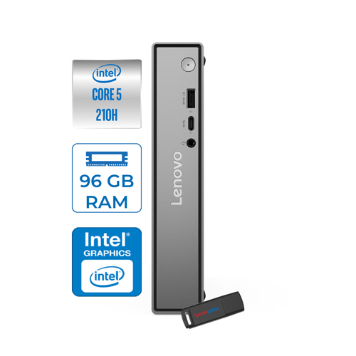 Thinkcentre Neo 50Q Gen 5 Intel Core 5-210H 4.8ghz Up 96GB Ddr5 2tb SSD Intel® Graphics Freedos Mini Masaüstü Bilgisayar 13B9001MTRF34+ZETTAUSBBELLEK