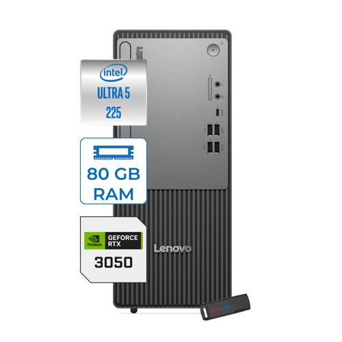 Thinkcentre Neo 50T Gen 6 Intel Core Ultra 5 225 Upto 4.9ghz 80GB Ddr5 1tb SSD 6GB/RTX3050 WIN11PRO Mini Tower Masaüstü Bilgisayar 13BD007UTR23P28+ZETTAUSBBELLEK