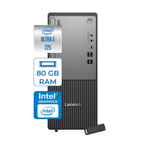 Thinkcentre Neo 50T Gen 6 Intel Core Ultra 5 225 Upto 4.9ghz 80GB Ddr5 512GB SSD Intel® UHD Graphics 770 WIN11PRO Mini Tower Masaüstü Bilgisayar 13BD007UTRP27+ZETTAUSBBELLEK