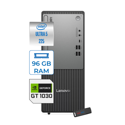 Thinkcentre Neo 50T Gen 6 Intel Core Ultra 5 225 Upto 4.9ghz 96GB Ddr5 256GB SSD 4GB/GT1030 WIN11PRO Mini Tower Masaüstü Bilgisayar 13BD007UTR21P31+ZETTAUSBBELLEK