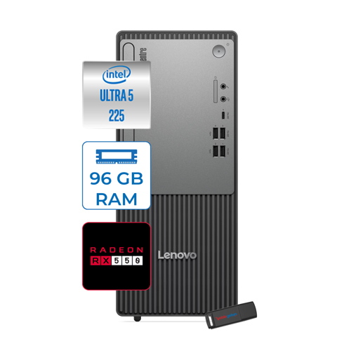 Thinkcentre Neo 50T Gen 6 Intel Core Ultra 5 225 Upto 4.9ghz 96GB Ddr5 2tb SSD 4GB/RX550 WIN11HOME Mini Tower Masaüstü Bilgisayar 13BD007UTR27H34+ZETTAUSBBELLEK