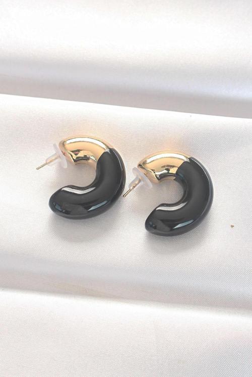 CCB Siyah Gold Çift Renk Küpe - EBJ240521W24168