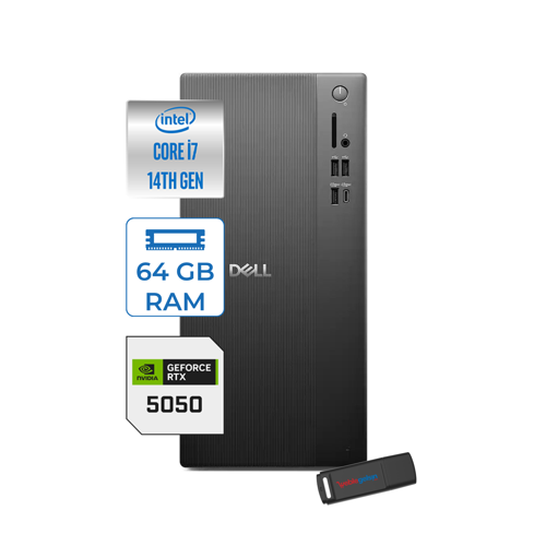 Tower ECT1250 Intel® Core™ İ7-14700 64GB Ddr5 512GB SSD 8GB/RTX5050 WIN11PRO Mini Tower Masaüstü Bilgisayar RPLSR00724P22+ZETTAUSBBELLEK