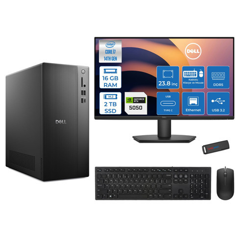 Tower Essential QVT1260 Intel® Core™ İ7-14700 16GB Ddr5 2tb SSD 8GB/RTX5050 Freedos +23.8 Fhd Monitör Tower Masaüstü Bilgisayar 23BTO01400724F04+ZETTAUSBBELLEK