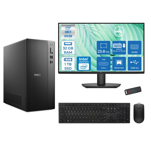 Tower Essential QVT1260 Intel® Core™ İ7-14700 32GB Ddr5 1tb SSD Intel® UHD Graphics 770 Freedos +23.8 Fhd Monitör Tower Masaüstü Bilgisayar 23BTO014007F13+ZETTAUSBBELLEK