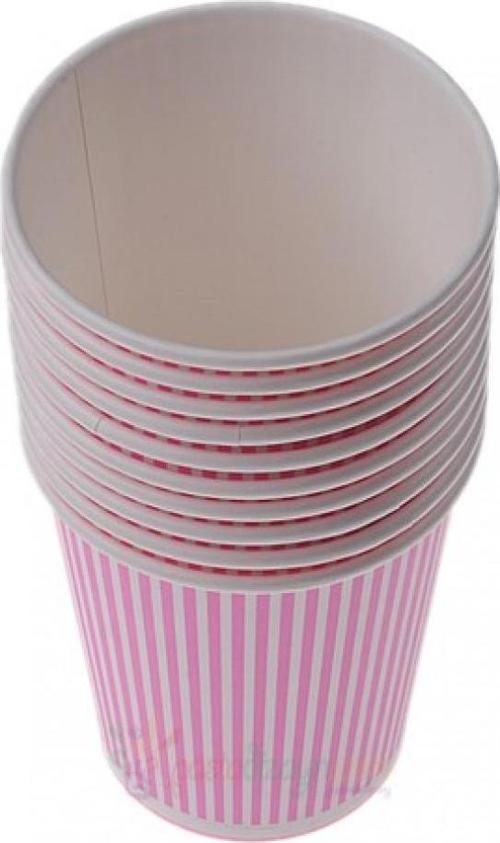 KARTON BARDAK 25 ADET (150ML)/ PEMBE ÇİZGİLİ