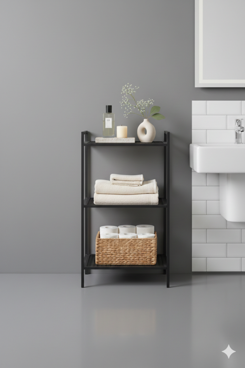 Metal Banyo Malzeme Dolabı Metal Organizer Dekoratif Çok Amaçlı Raf