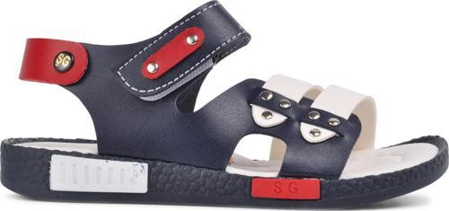 210107 Lacivert-Beyaz-Kırmızı Comfort Erkek Çocuk Sandalet