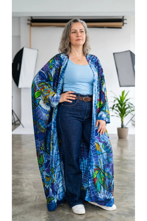 %100 Pamuk, Bürümcük, Lastik Detay, Bohem Lidya Kaftan (Beyaz)