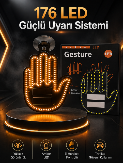tekno Led Işık El İşareti Araç Camı İçin Uzaktan Kumandalı 2026